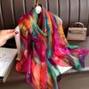 Fashion Gauze Scarf Sunscreen Scarves Female Style Beach Towel Popular Print Silk Shawl Luxury Dustproof Big Bandanna