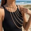 Punk Bikinis Bodychain Unique One Shoulder Chian Necklace INS Body Chain Jewelry  Beach