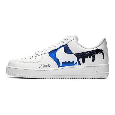 Air Force 1 Ослепительный Цвет, Звездная Галактика Нескользящие Низкие Скейтбордические Кроссовки Женские Синий Белый Черный DD8959-100(Team366- )
