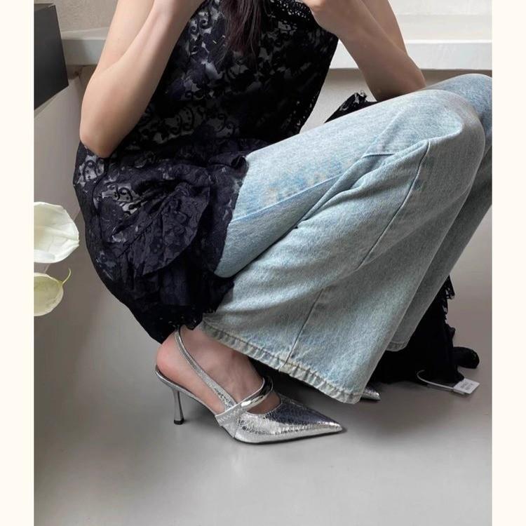 Остроносые босоножки на шпильках женские туфли весна 2025 с юбкой пустые женские туфли Мэри Джейн пригородные туфли на высоком каблуке прилив