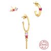 Серьги-гвоздики для женщин Canner Multi Color Свадебные Свадебные Серьги-гвоздики Набор Серебристый Тон Золотой Цвет Цветные Серьги-гвоздики Серьги для Пирсинга Хряща 3 Шт Модные