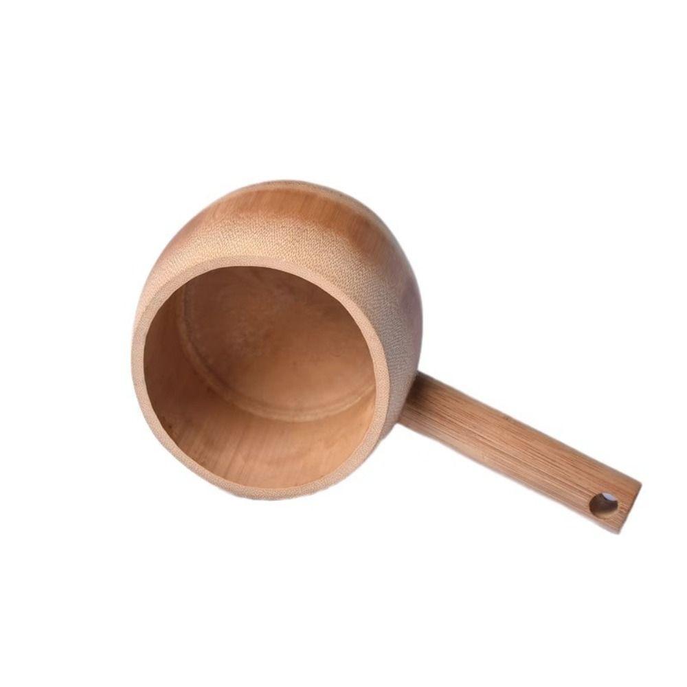 Large Capacity Bamboo Water Ladle Wear Resistant Smooth Surface Kitchen Bailer with Hanging Hole Easy Clean Water Spoon