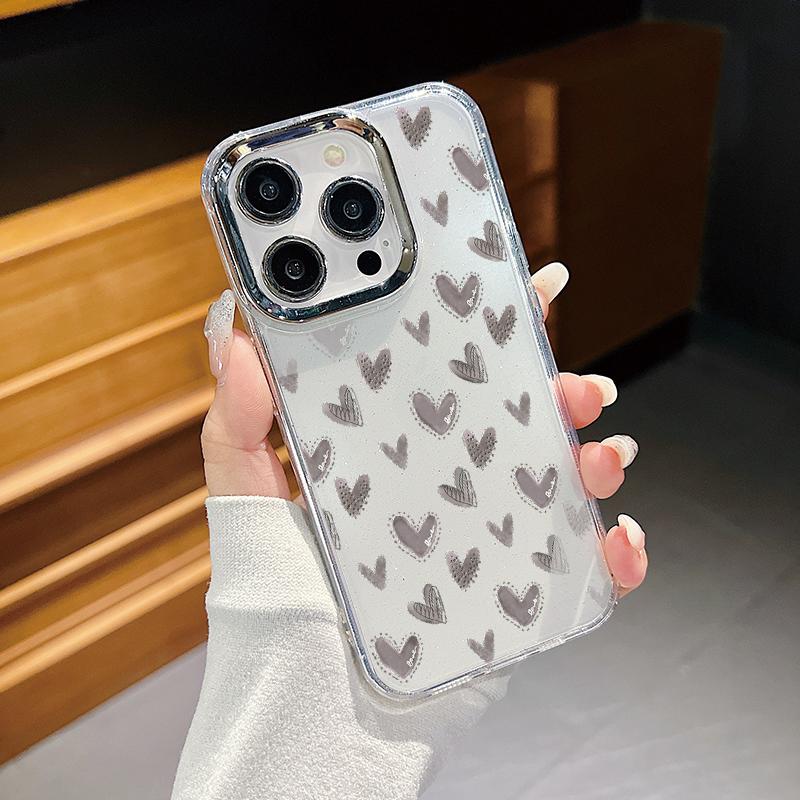 Милый маленький принт в виде сердечек для iPhone 16, 15 Pro Max, 14, 13, 12 Pro, 11, защитный прозрачный противоударный чехол для телефона