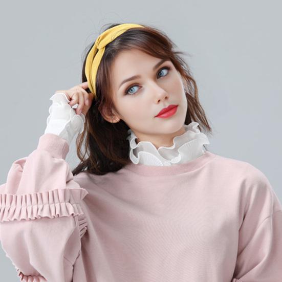 Fake Collar Lace Jacquard Tube Top Button Closure Adjustable Bust Solid Color Fake Collar Formal Casual Wear