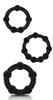 Set of 3 Mini Flexible Cockrings Beaded Set Black - Beast Rings - Flexible Cockrings