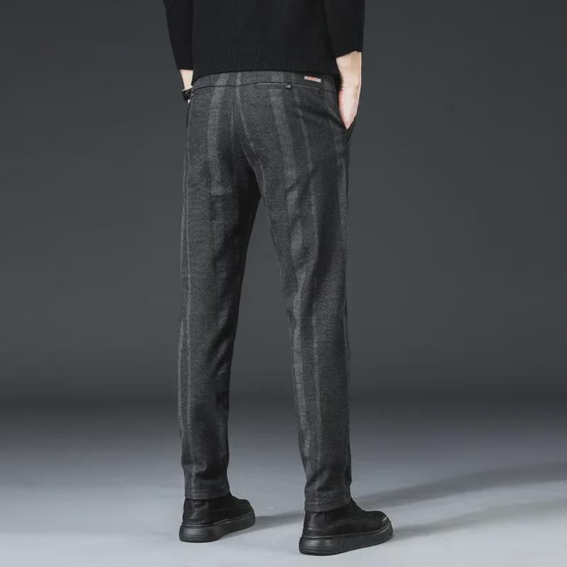 Мужские узкие эластичные брюки в полоску: Модные повседневные брюки в деловом стиле