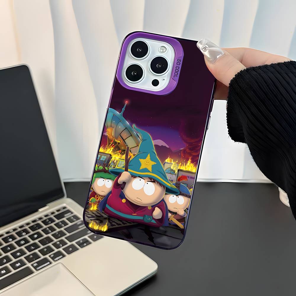 Мультяшный Забавный Чехол Для Телефона South Park Для iPhone 17,16,15,14,13,12,11,Mini,Pro,E,SE4,XS,MAX Фиолетовый Конфетный Матовый Чехол