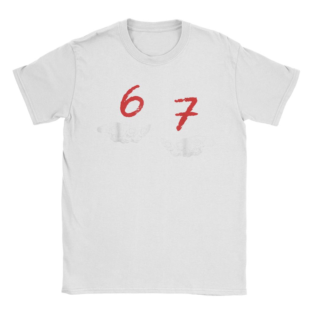 Leisure Six Seven 6 7 Meme Funny Hands T-Shirt Men O Neck Cotton T Shirts Gen-Alpha Slang Short Sleeve Tees Printing merchandise