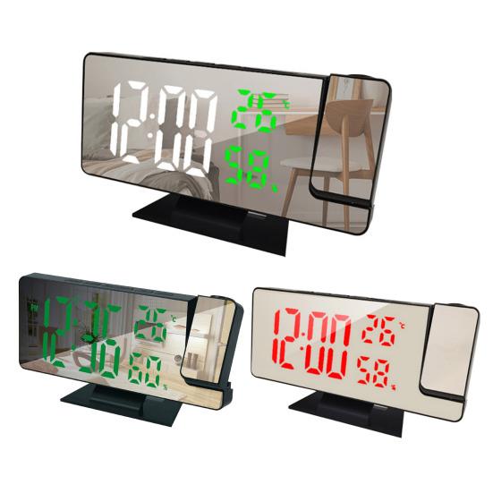 Светодиодный цифровой будильник с большим экраном, многоцелевой проектор в формате 12/24 часа, потолочные часы с дисплеем времени и температуры