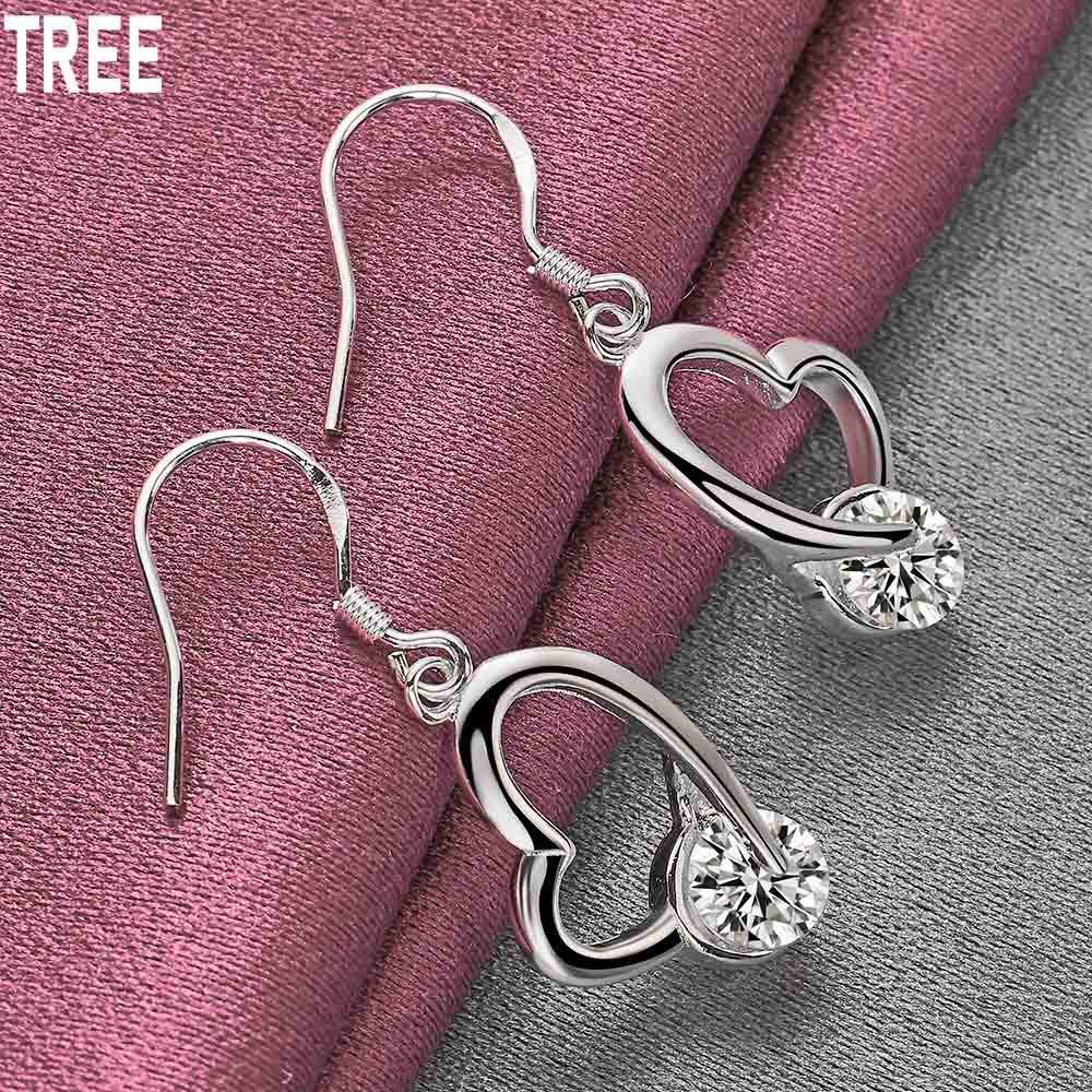Серьги-подвески в форме сердца из стерлингового серебра 925 пробы с цирконием ААА, модные свадебные украшения