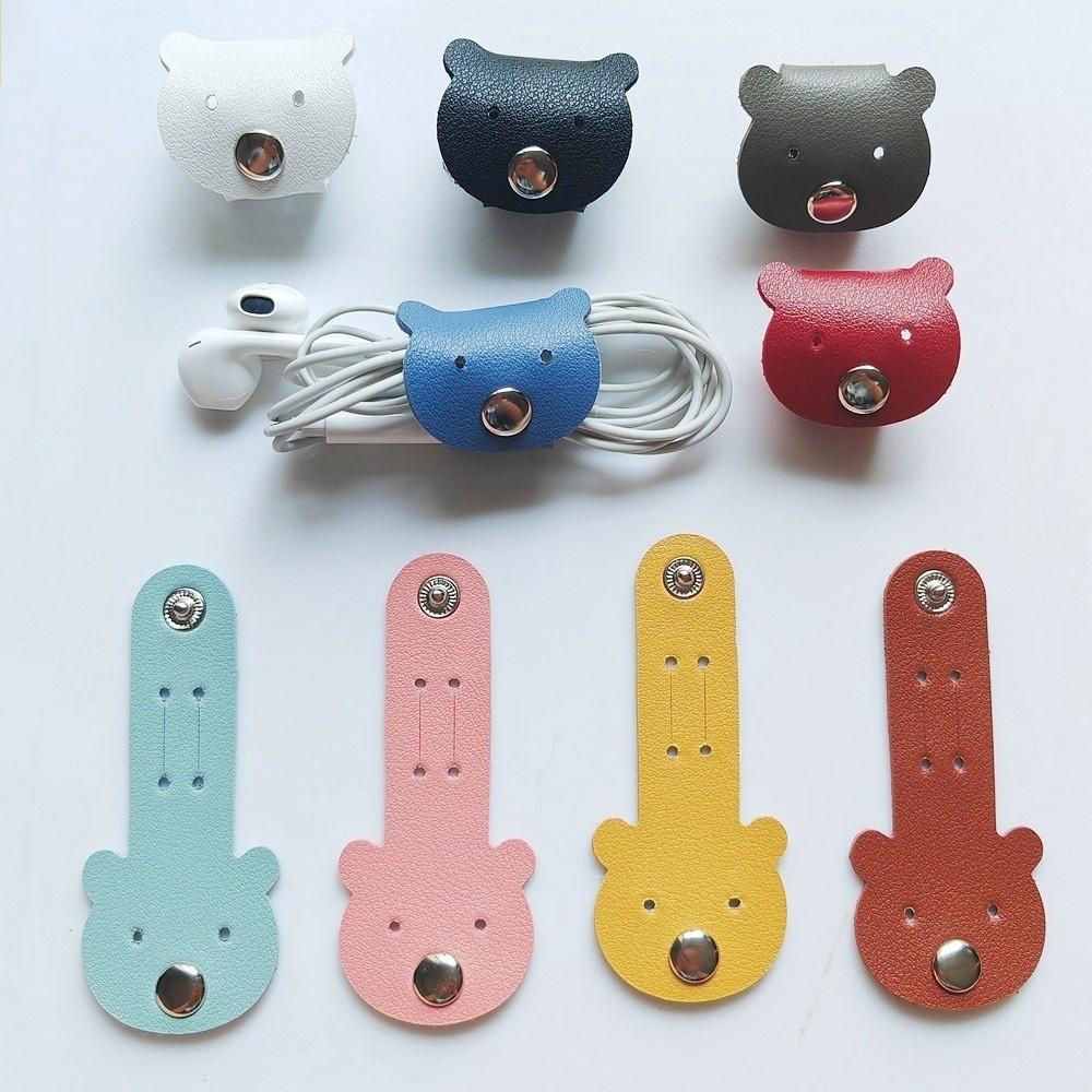 Durable Leather Cable Ties Elastic Tie Soft Cable Organizer Cute Reusable Cord Clip Data Cable Storage