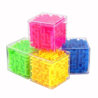 8 см/3,15 дюйма Куб 3D Лабиринт Головоломка Шестисторонняя игра с перекатывающимся шариком Лабиринт Тренировка баланса для детей Игрушки для снятия стресса для детей