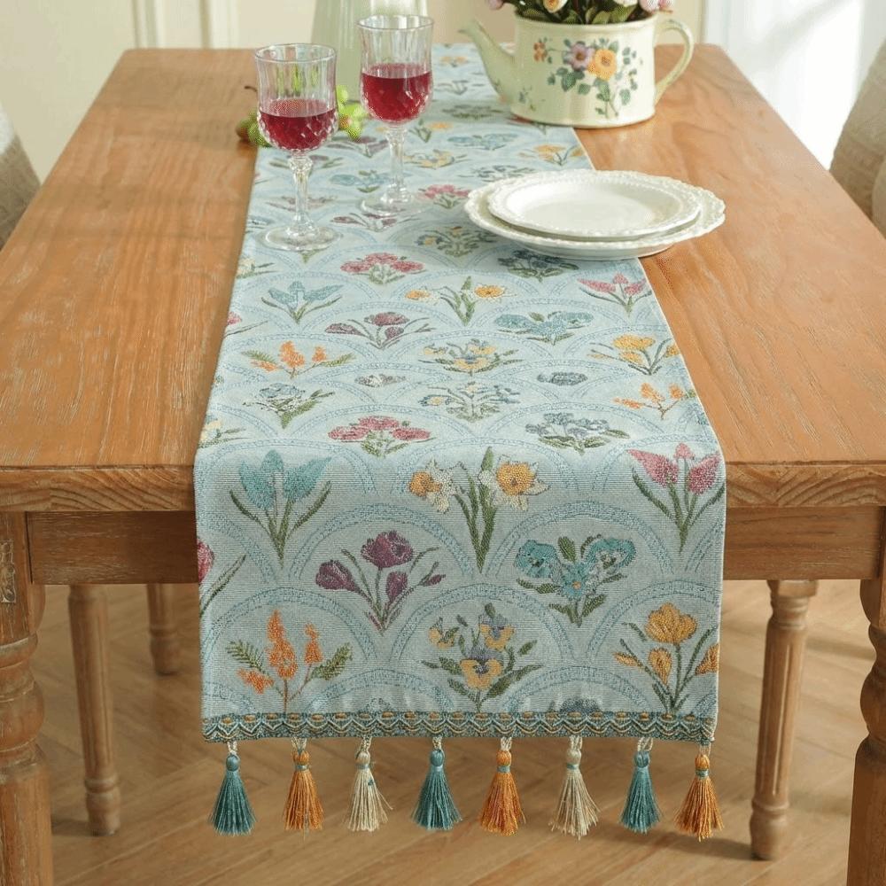 Новая американская ретро скатерть-дорожка 33x183 см Полиэстер Чехол от пыли на стол Пасторальный стиль Цветочный чехол на сервант Домашний декор