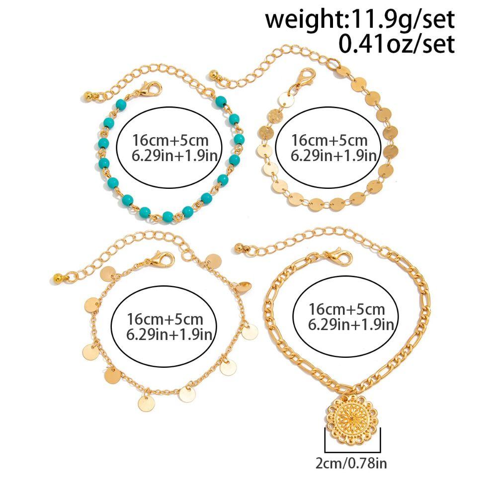 Necklace Set Turquoise Stone Necklace Golden Multi-layer Necklace Retro Jewelry Set Girls