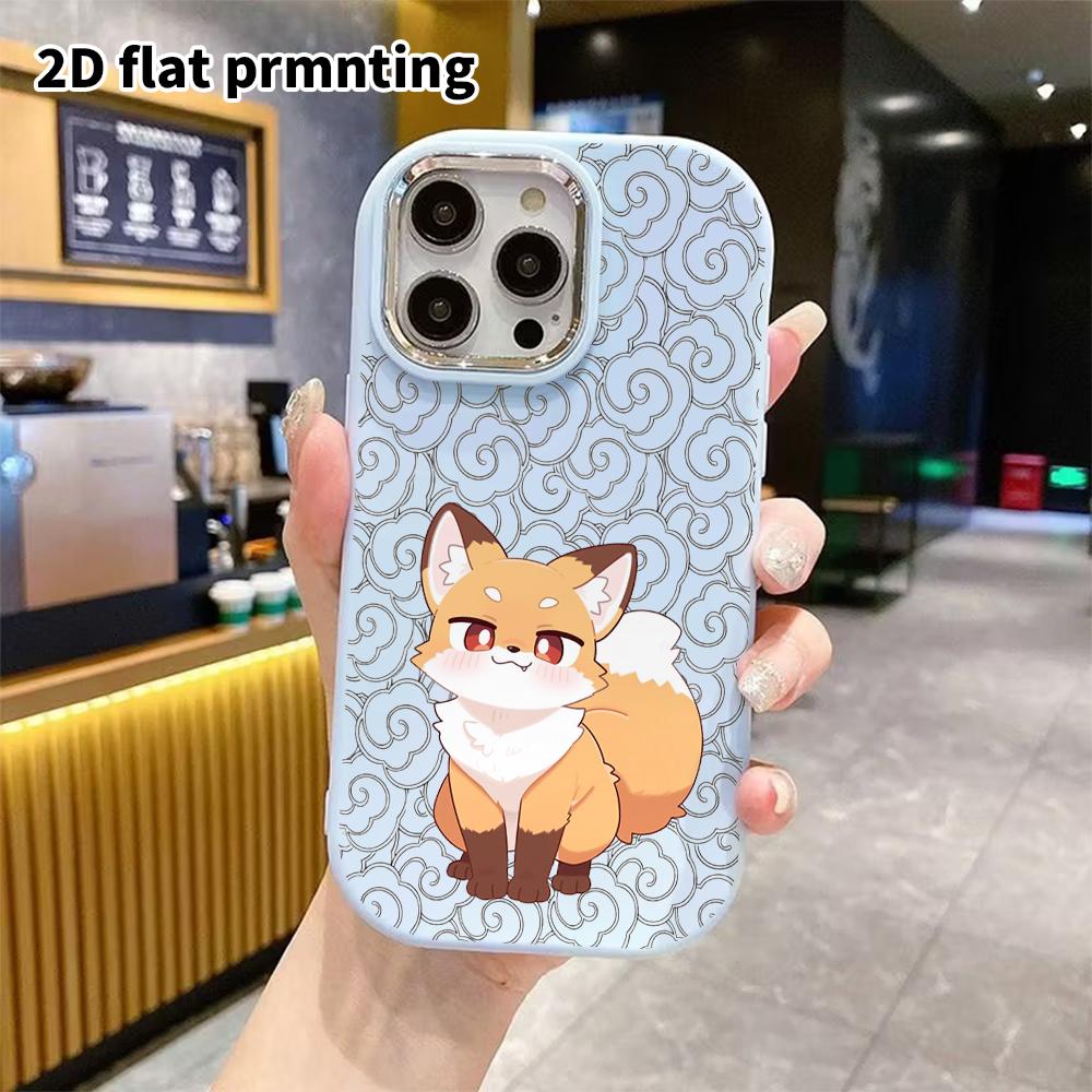 Phone Case: 2D flat design suitable for iPhone 18 17 16 15 14 13 Pro protective case, couple style, warm orange little fox, Christmas and Halloween gi