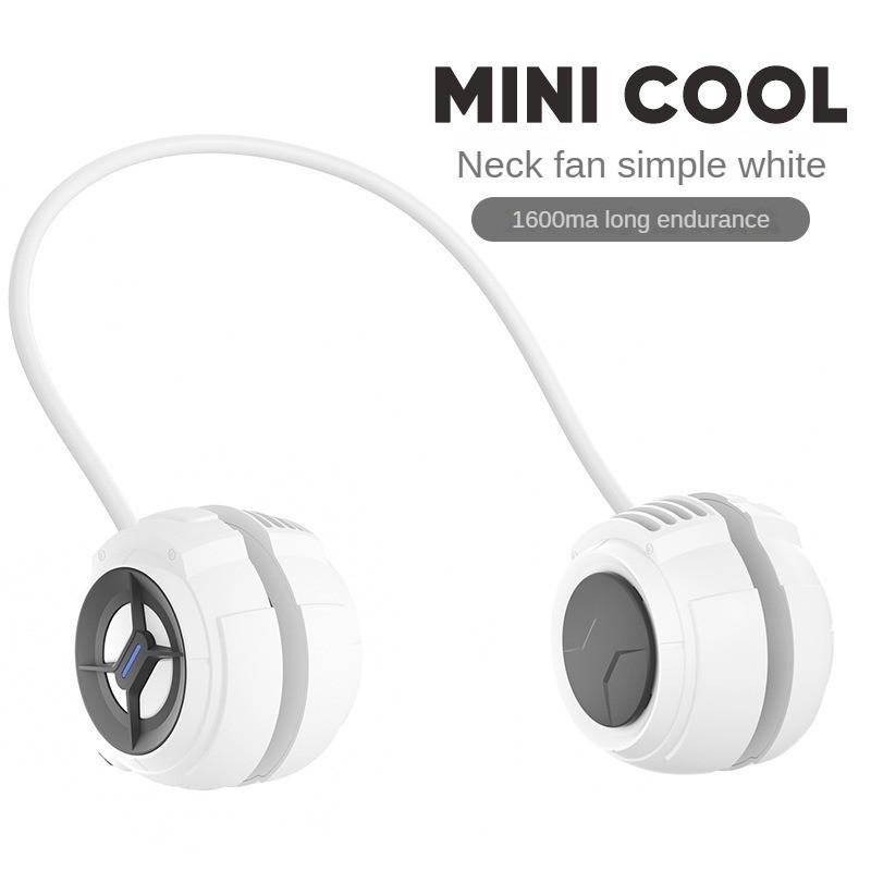 Mini Leaf Less Neck Hanging Fan Portable USB Charging Small Fan Silicone High-capacity Battery Fan 118*59*42mm