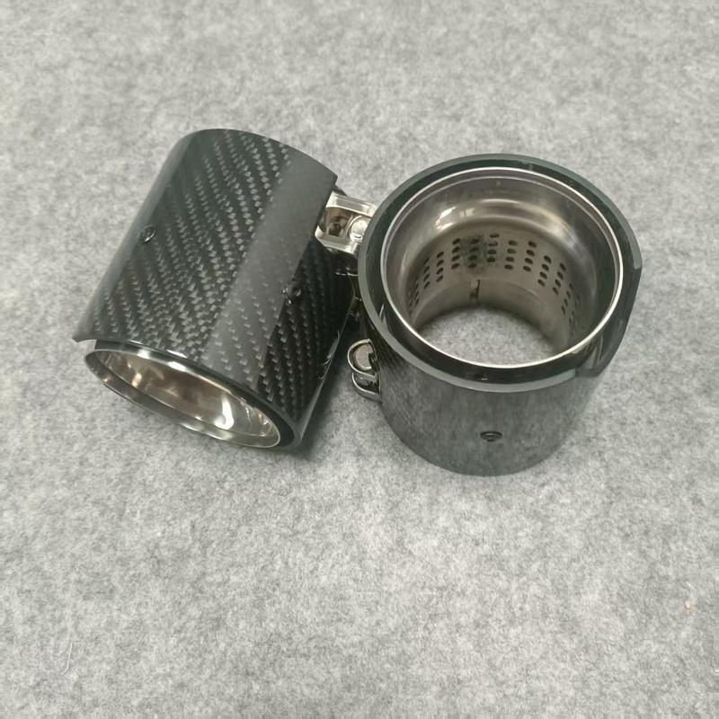 90mm Long Silver Carbon Fiber Exhaust Tip for BMW M2 M3 M4 M5 M6, F87 F80 F82 F83 F90, G80 G82 G83