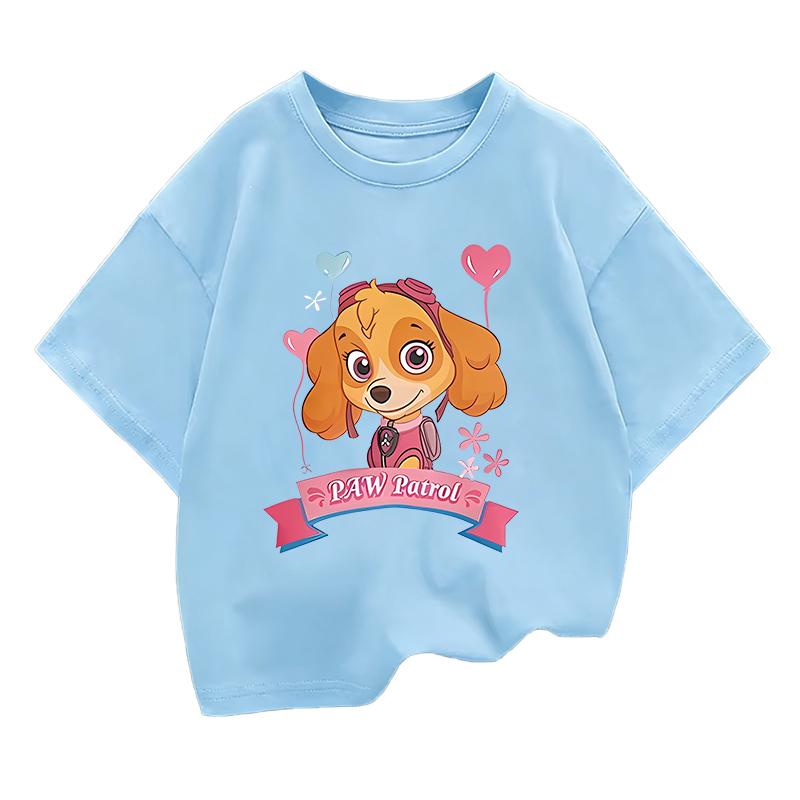Summer Cartoon Skye Print T-Shirt for Kids toddled Girls Casual Round Neck Short Sleeve Design Perfect for Toddlers Everyday Wear Holidays