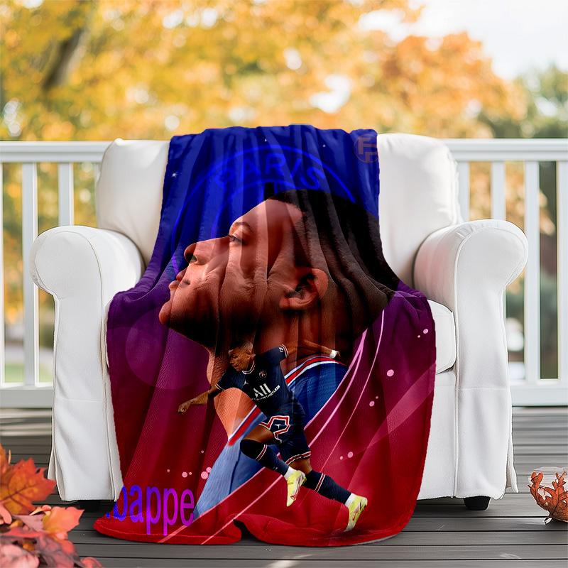 1pc Mbappe6 Theme Blanket - Digital Print, Polyester, Cozy for All Seasons, Perfect for Outdoor, and Travel
