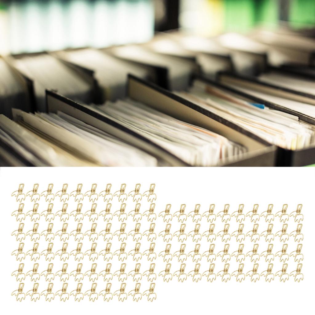 100Pcs Paper Clamps Metal Hollow Strong Clamping Force Crown Shape Tail Clips for School Home