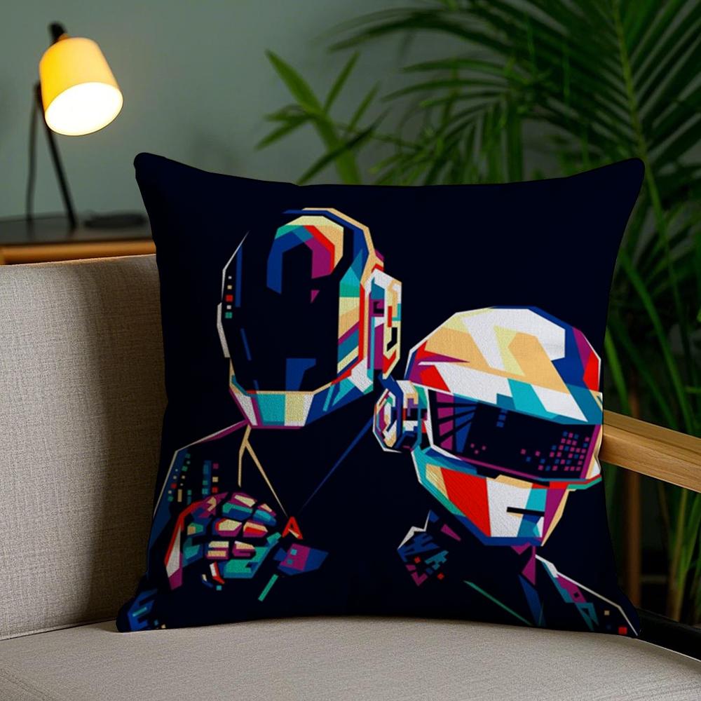 Подушка с принтом Daft Punk Мягкая коротковорсовая двусторонняя наволочка для дома Машинная стирка Наволочка Подарок