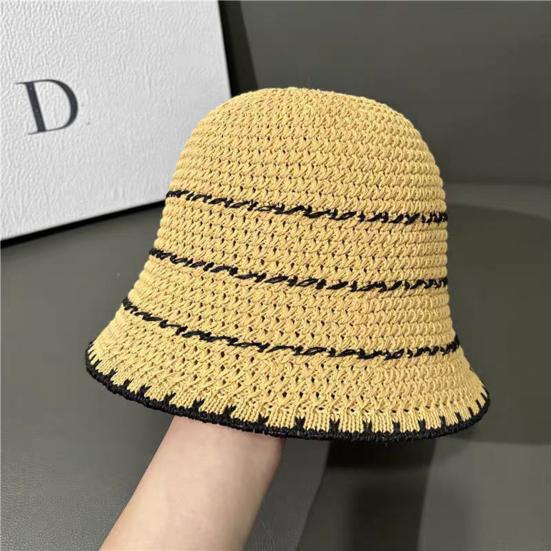 Summer Hat Activities Hollow Design Patchwork Basin Versatile Knitted Hat