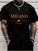 100% Premium Cotton Men's Milano Italy Graphic Print T-Shirt | Black Crew Neck S