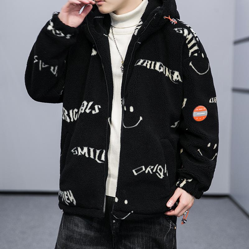 Зимняя флисовая куртка для мужчин, утолщенная и бархатистая для сохранения тепла, свободная куртка-толстовка с воротником-стойкой, куртка для подростка-студента