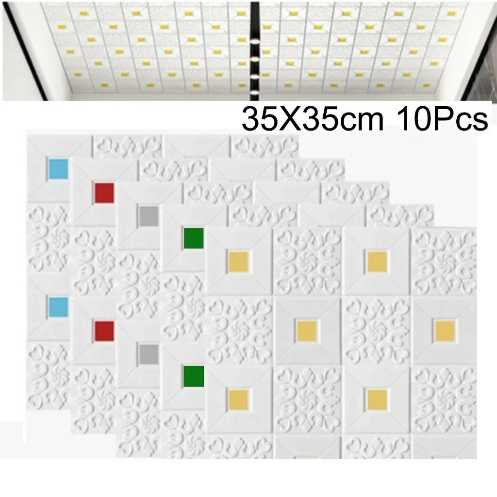 3D Наклейка на стену Домашняя Звукоизолированная Водонепроницаемая 10 шт./набор 35*35 см Влагостойкая Самоклеящаяся Высококачественная ПЭ пена