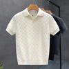 Свитеры в стиле поло Мужские Летние Приталенные С коротким рукавом Business Casual Футболки Однотонные С отложным воротником Вязаные изделия