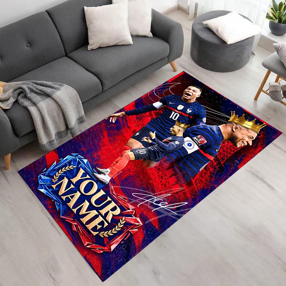Mbappé Customizable Name Carpet Design for Foyer Study room Dormitory Hallway Antislip Carpet Anime Office Decor Best for Christmas