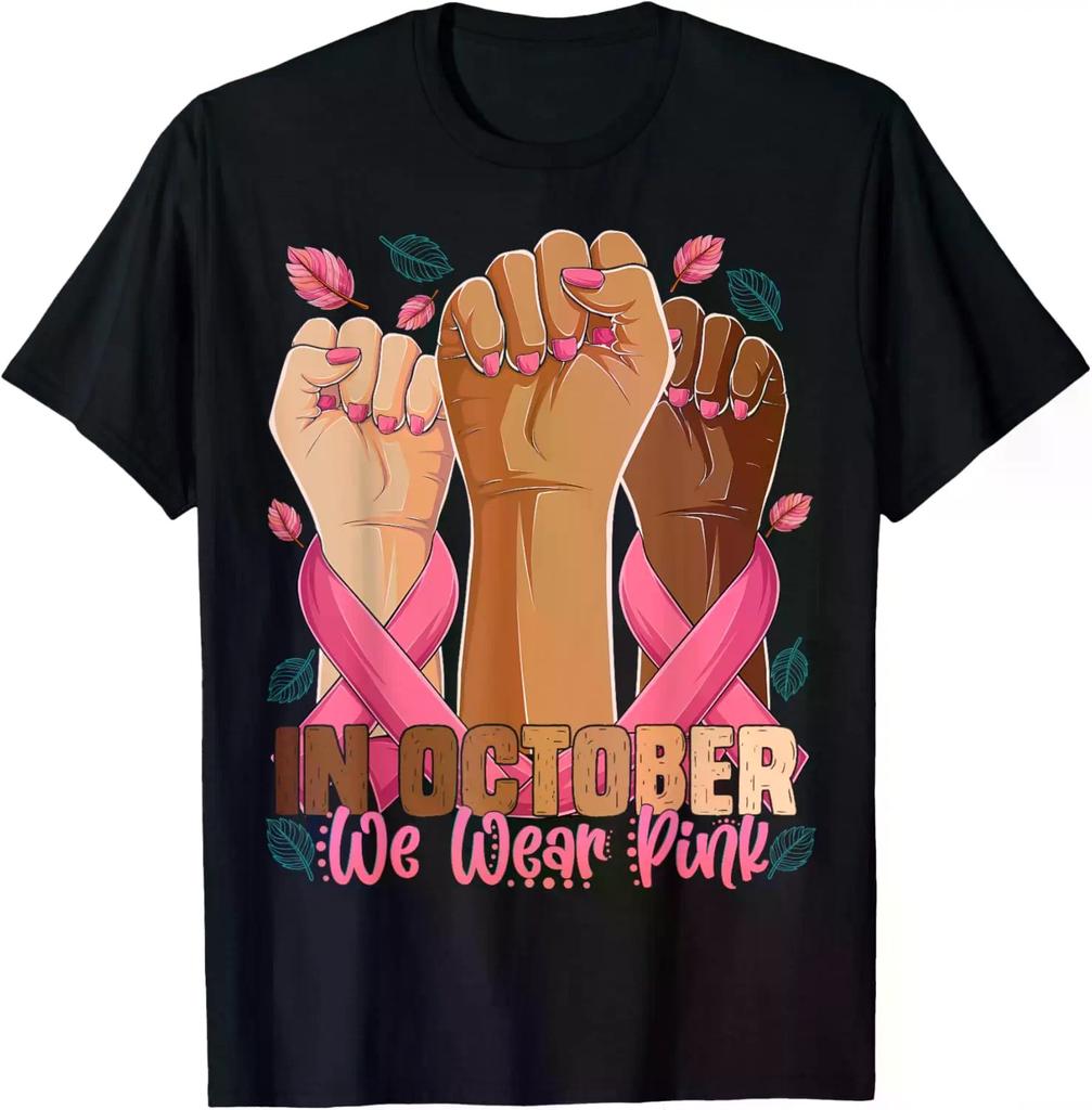 100 Cotton S Casual Graphic T In October We Wear Pink Relaxed Fit Streetwear Style With Breathable Short Sleeves Top