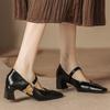 H759-5 Small Square Head Mary Jane High Heels Women's Retro Word with Thick Heels Women's Shoes French High Heels New Year's