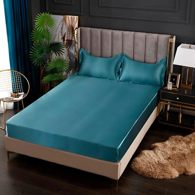 Сплошной цвет на подкладке, атласный вискоза, высококачественный наматрасник, простыни на резинке, распродажа, простыня