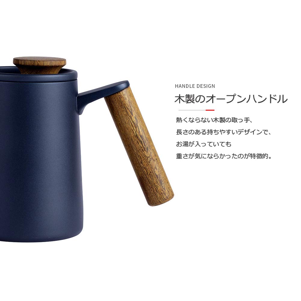 600ml Narrow-Mouth Stainless Steel Drip Pot, Handheld Coffee Kettle, Kitchen Utensil (Blue)