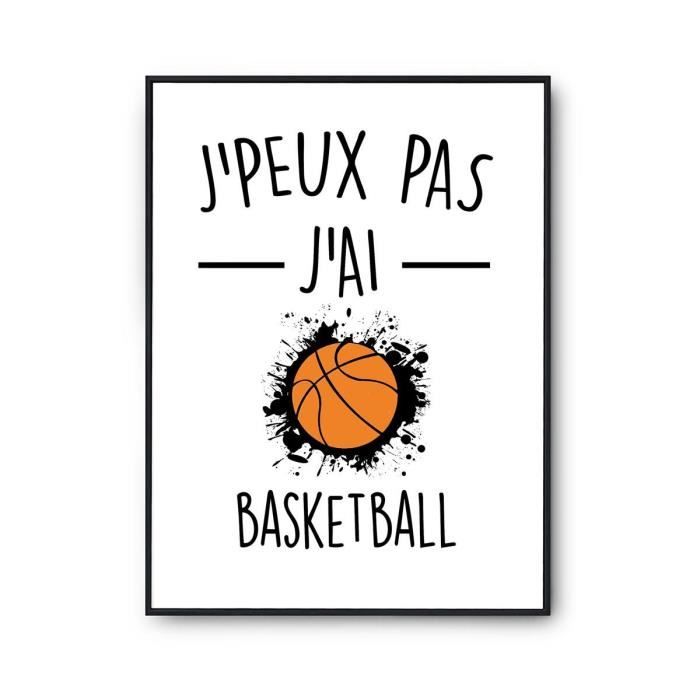 Affiche - Premium - Basketball Minimaliste - Blanc - A2 - Humour