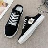 Spring and Autumn New Canvas Shoes Female Students Half Drag Lazy Versatile Breathable Casual