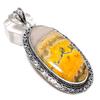 Bumble Bee Jasper Handmade 925 Sterling Silver Jewelry Pendant 2.99" U0Y77
