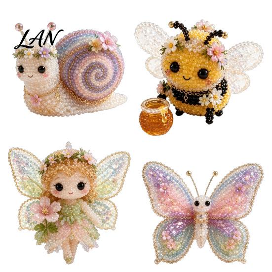 Handmade Beaded Animal Kit 1 Set 3D DIY Kit, Beading Art Crafts with Craft Instructions, Insect Bird Fairy for Kids Adults Beginners Beadwork