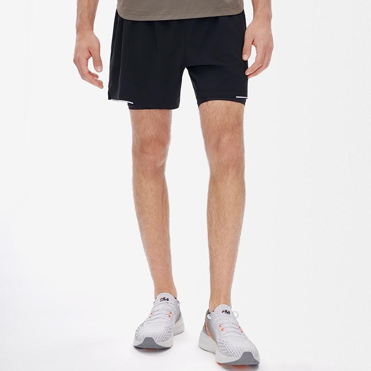 Fila Athletics Running Fitness Sports Two-Piece Woven Shorts Men Shorts Deep-Black A11M232801F-BK