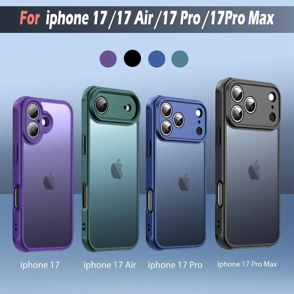 Роскошный матовый полупрозрачный чехол для телефона для IPhone Air 17 Pro Max 17Pro 17 Ударопрочный с ощущением кожи Однотонный Защитная крышка из ПК+ТПУ