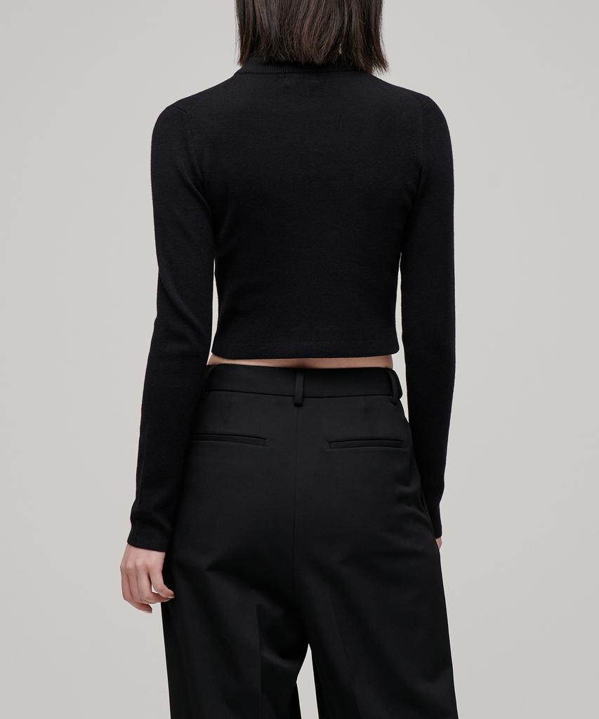 MUSINSA STANDARD WOMAN Women'S Slim Crop Mock Neck Knit [Black]