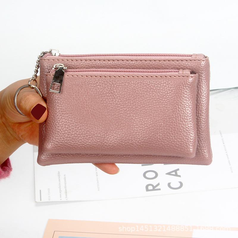 2024 Новый сладкий кошелек для монет: Кошелек из однотонной искусственной кожи с узором личи и модный маленький держатель для карт