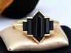 Hexagon Black Onyx Ring: Rose Gold Vintage Bridal Ring: Multistone Engagement Ring: Art Deco Bridal Wedding Jewelry