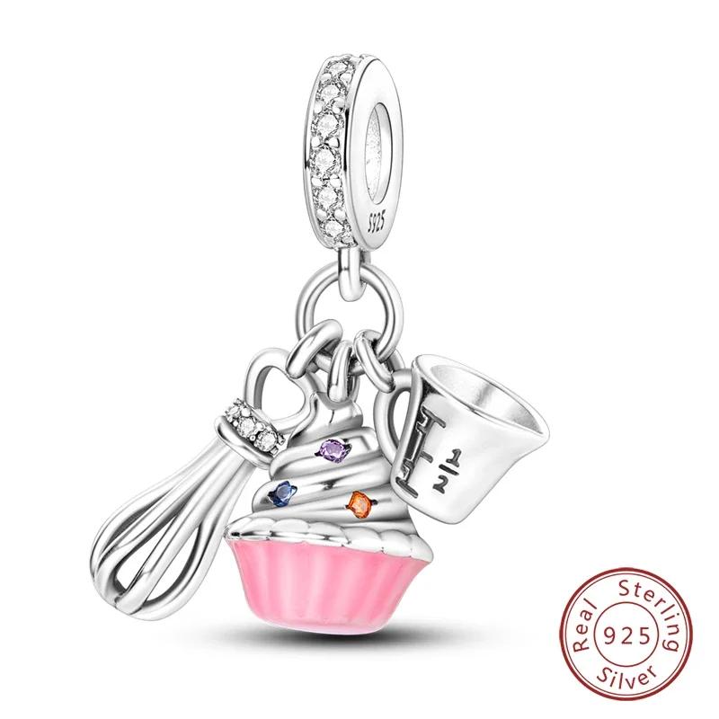 100% Copper Fashion Pink Princess Skirt Bag Lipstick Charms Beads Fit Original Bracelets Diy Jewelry Gifts