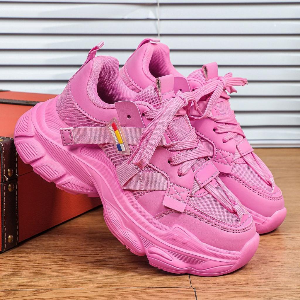 Модные массивные женские туфли на платформе, повседневные кроссовки, сетчатые кроссовки для ходьбы, дышащие, модные, платформа, "папины" кроссовки, на шнуровке