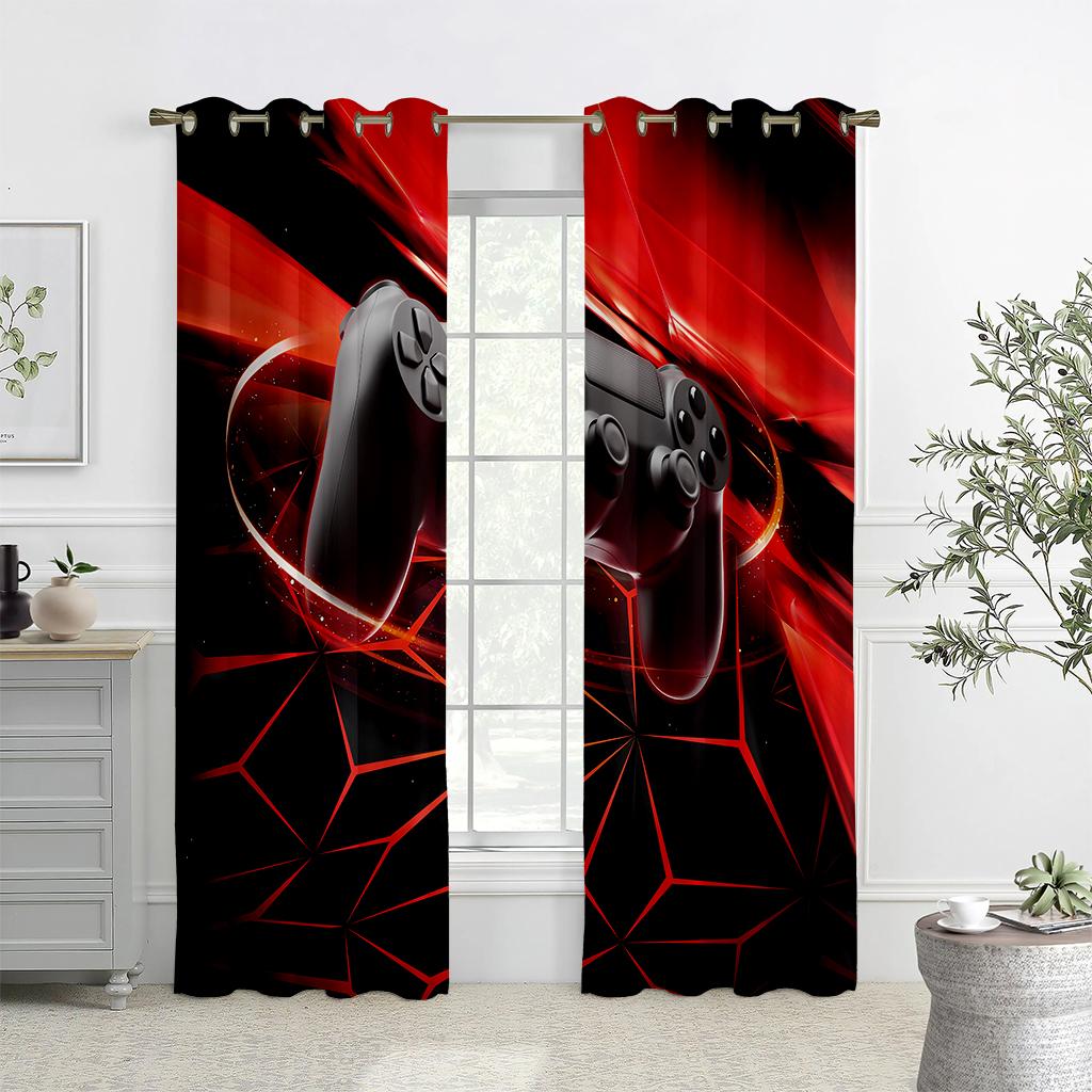 Children's Favorite Games Electronic Controller Curtains, 2 Panel Game Handle Curtains, Bedroom Decor, Boys and Girls Room