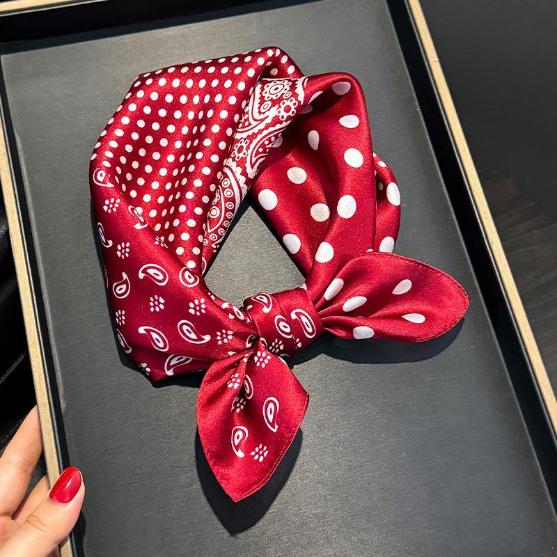 Cashew Nut Polka Dot Red Silk Small Square Scarf Silk Scarf 100% Mulberry Silk Hangzhou Silk 2025