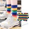Street Skate Casual Sports Elasticity Sweat Retro Harajuku Long Sock Cotton Socks Rainbow Striped