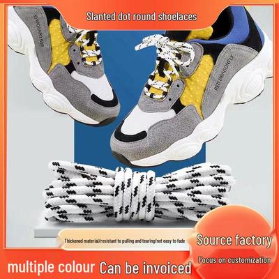 Трендовые круглые шнурки с косым точечным рисунком для разнообразных высоких ботинок Мартина и кроссовок - Черно-белые